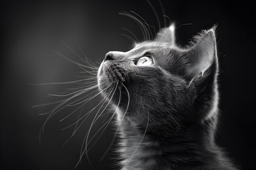 Black and White Portrait of a Cat Gaze - Fine Art Photography for Print, Poster, Card Design photo