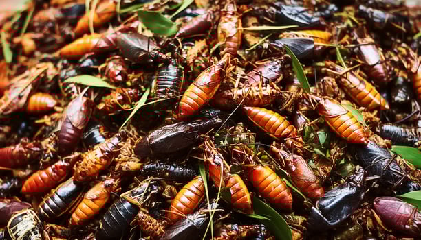 Strange food of Thai people- roasted insects. pattern texture background photo