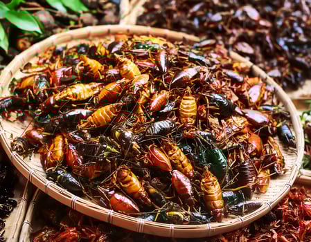 Strange food of Thai people- roasted insects. pattern texture background photo