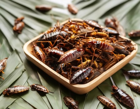 Strange food of Thai people- roasted insects. pattern texture background photo