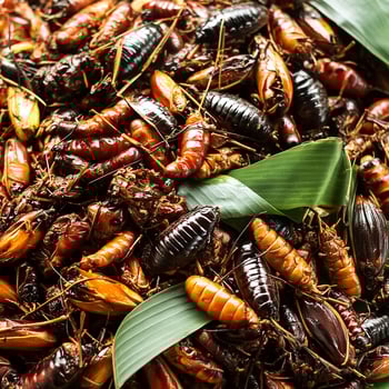 Strange food of Thai people- roasted insects. pattern texture background photo