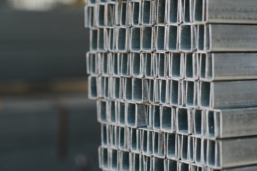 stack of square steel pipes for construction supplies.thailand photo