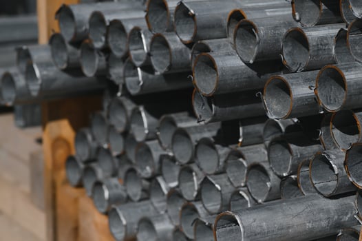 stack of square steel pipes for construction supplies.thailand photo
