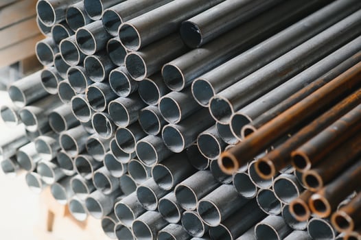 stack of square steel pipes for construction supplies.thailand photo