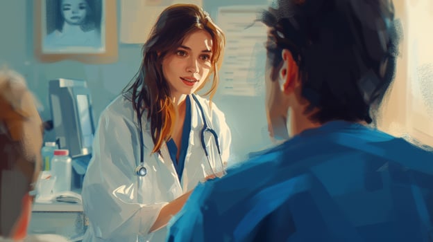 Doctor Talking to Patient in a Painting photo