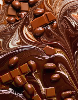 Processed collage of melted liquid chocolate texture. photo