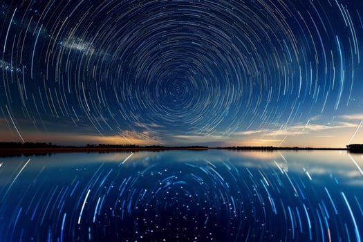 Star Trails Over Water at Night Background photo