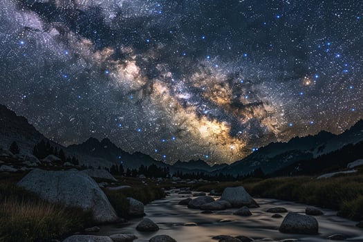 Milky Way Over the Mountains Background photo