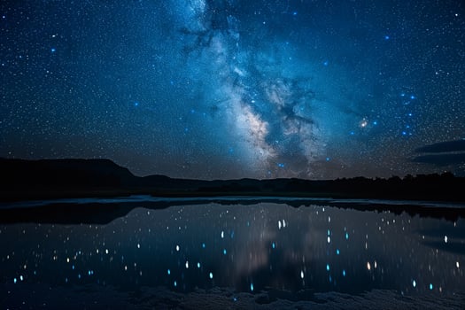 Milky Way Over a Lake in the Night Sky Background photo