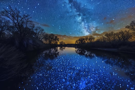 Milky Way over River Background photo