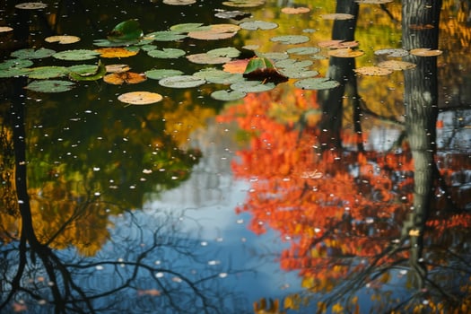 Autumn Reflections in Pond at Botanical Gardens of New York City Background photo