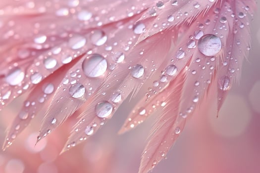 Water Drops on Pink Feather Background photo