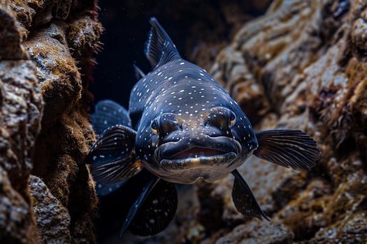Fish with Black Spots on Its Body Swimming in Water Background photo