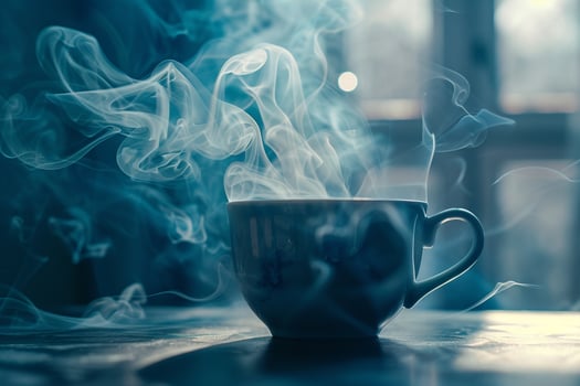 Cup of Coffee with Smoke Coming Out Background photo