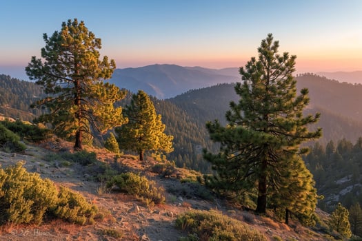 Sunset over mountains in Sierra Nevada background photo
