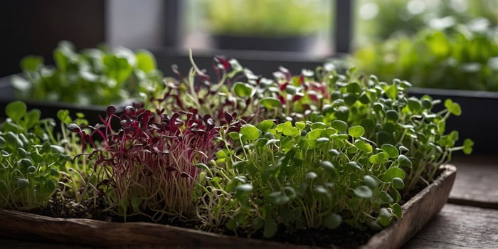 Fresh organic micro greens for salads or recipes. photo