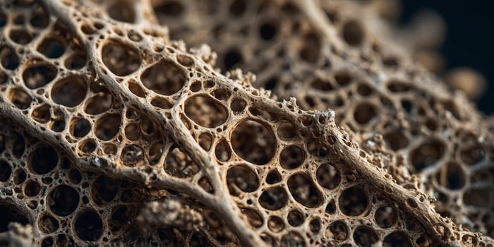 The porous structure Organic material Macrostructural design. photo