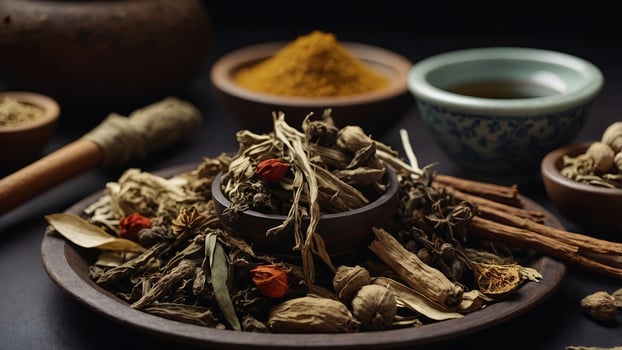 Traditional Chinese Medicine Herbal Ingredients. photo