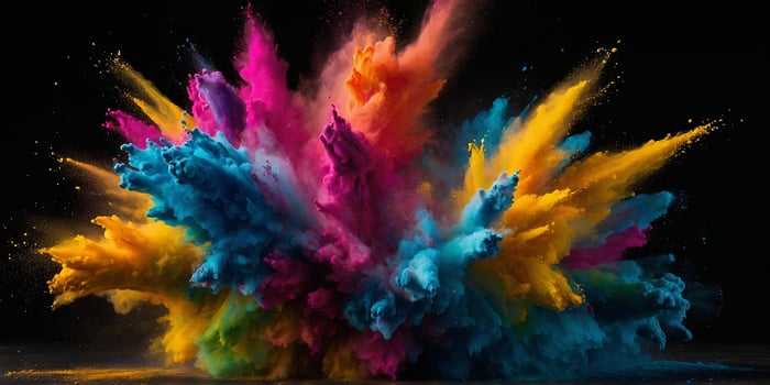 animation of color powder explosion on black background. photo