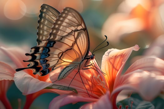 Butterfly sitting on a flower, background photo