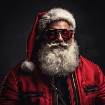Man Wearing Santa Claus Hat and Sunglasses photo