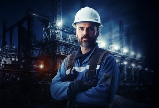 In this striking portrait, a modern engineer exudes professionalism, showcasing confidence, technical expertise, and dedication in a contemporary workplace, embodying the essence of photo