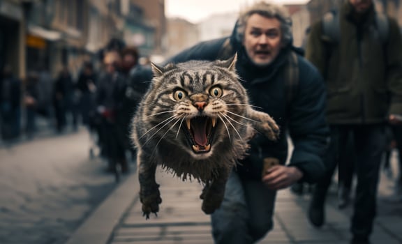 A runaway cat on a city street is a danger to itself and others. photo