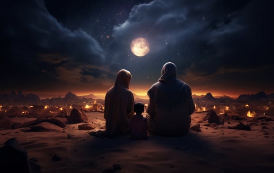 An Islamic family on Mars celebrates their first Ramadan, a historic moment of faith and hope. photo