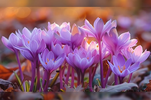 purple crocuses are blooming in the sun photo