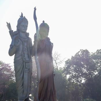 Big statue of Lord Sita Ram near Delhi International airport, Delhi, India, Lord Ram and Sita big statue touching sky at main highway Mahipalpur, Delhi photo