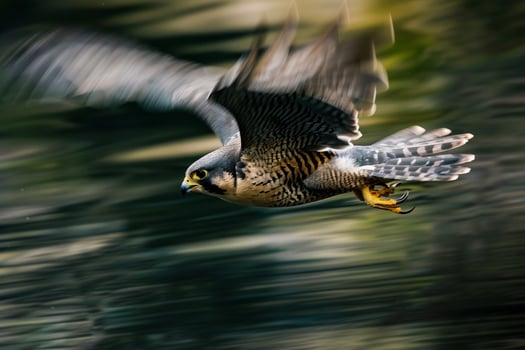 Falcon Flying over Pond with Wings Spread Background photo