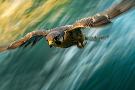 Falcon Flying over Waterfall Background photo
