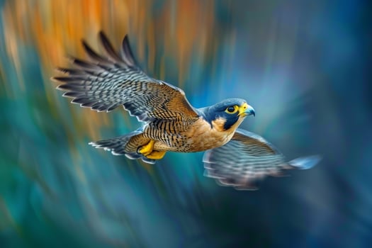 Bird Flying through the Air with Wings Spread Background photo