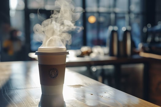 Coffee Cup with Steam Coming Out Background photo
