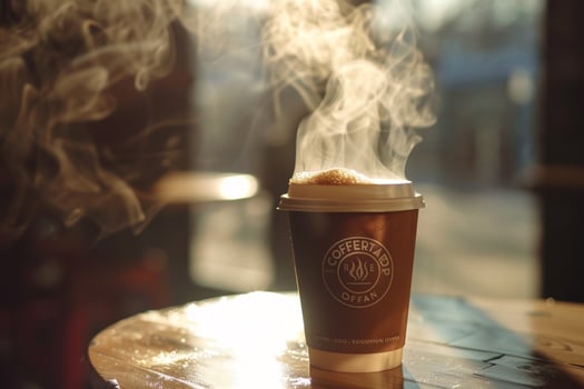 Coffee Cup with Steam Coming Out Background photo