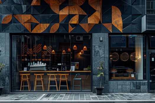 Restaurant with Black and White Design Background photo