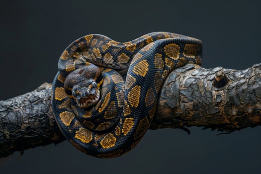 Large Snake Curled Up on Branch Background photo