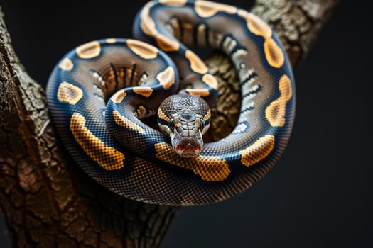 Ball Python Sitting on a Tree Branch Background photo