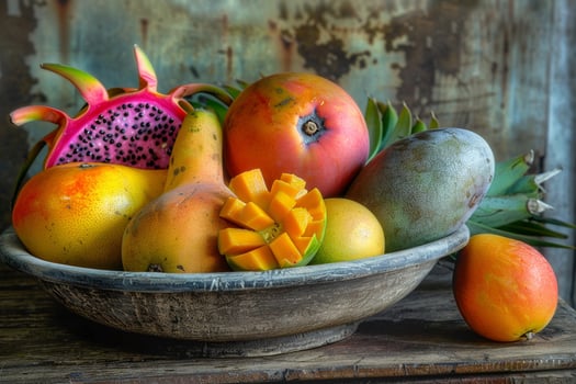 A Bowl of Fruit on a Table Background photo