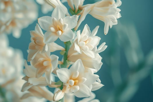 White Flowers on Green Background photo