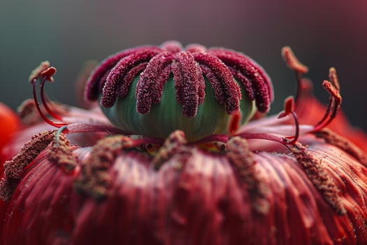 Red Flower with Green Center Background photo