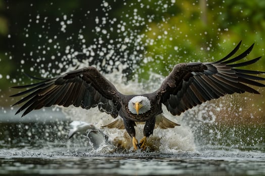 bald eagle taking off from the water photo