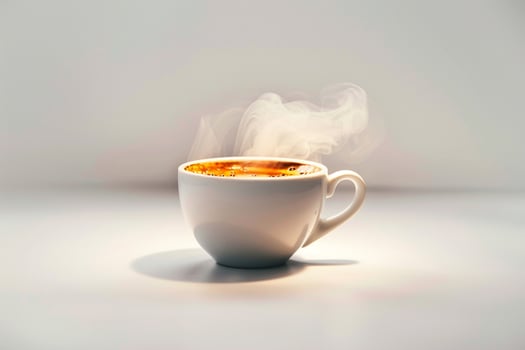 a cup of coffee with steam coming out of it photo
