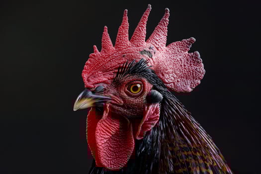 a  of a rooster with a red head photo