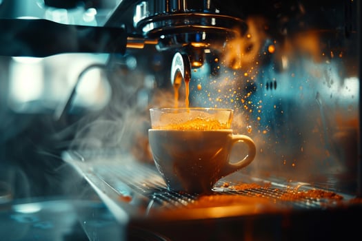 Coffee Cup Being Poured into an Espresso Machine Background photo