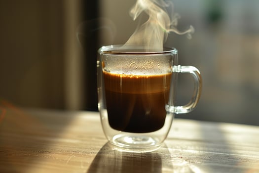 A cup of coffee on a table, background photo
