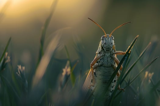 A Grasshopper is Standing in the Grass Background photo