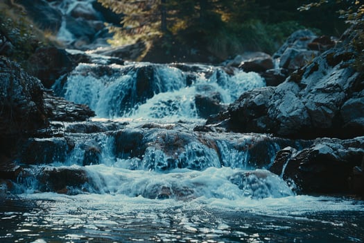 A Waterfall in the Middle of a Forest Background photo
