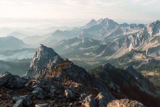 Mountain Landscape with Trees and Rocks Background photo