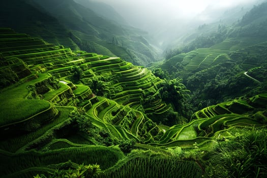 terraced rice fields in the mountains of Vietnam background photo